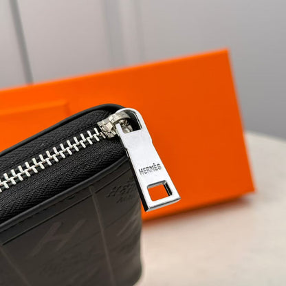 H Black Embossed Leather Wallet